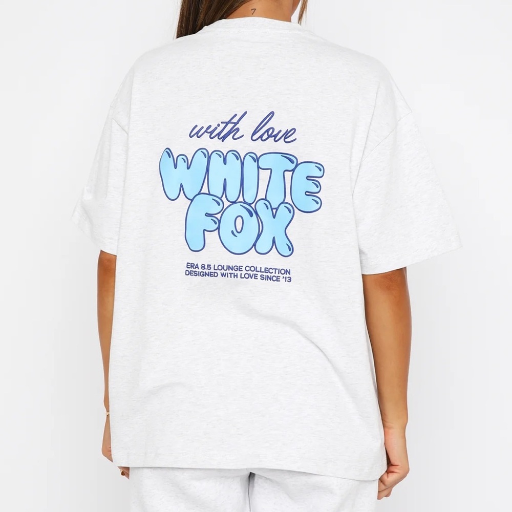 White Fox Boutique With Love Always Oversized Tee Grey Marle 100% Cotton - Picture 4 of 14